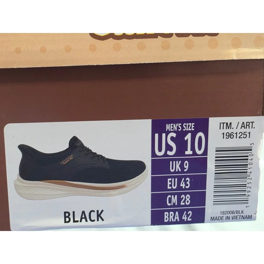 Skechers Swift Fit Hands Free Slip-ins Mens 10 Black Sneakers NEW